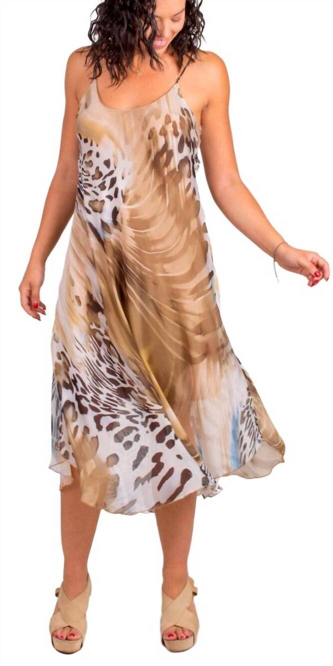 NEW GIGI MODA animal print miele midi dress in beige